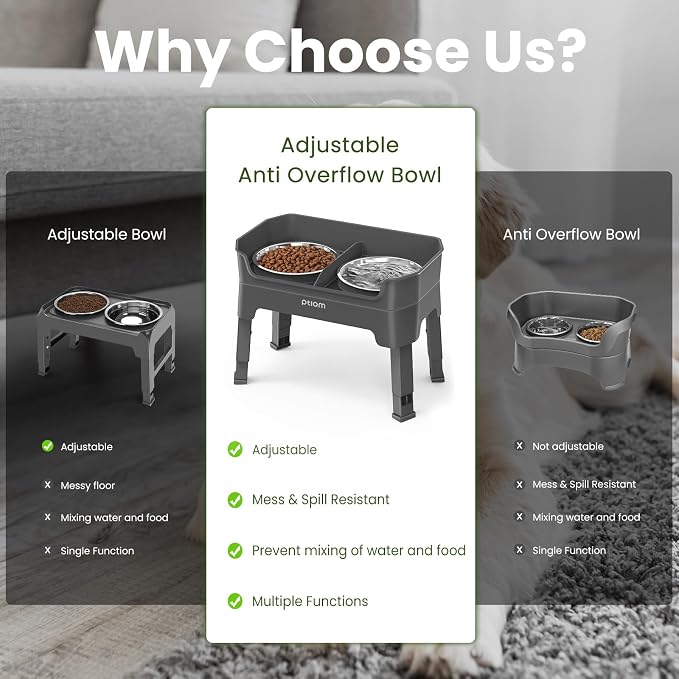 3-in-1 Elevated Dog Bowls Mess Proof Raised Slow Feeder Dog Bowls, 4 Height Adjustable Dog Bowl Stand Licking Plate with 2 56oz Stainless Steel Dog Food Bowls for Small Medium Large Dogs Pets - Image 7