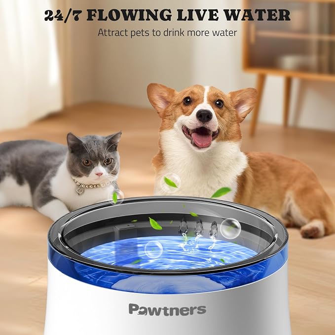 Pawtners 1 Gal/3.5L Dog Water Fountain, Automatic Dog Water Bowl Dispenser | Vortex Flow filter, Automatic Pet Water Fountain for Large Dogs Inside, Deep Drinking Area and Quiet Pump, 6.7" H - Image 5