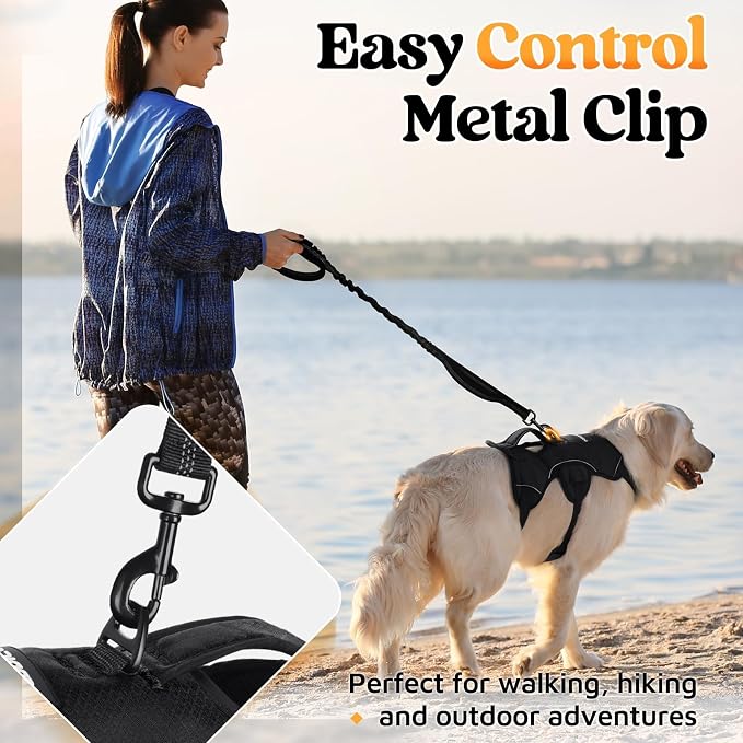 rabbitgoo Escape Proof Dog Harness for Medium, No Pull with Lift Handle | No Escape, Full Soft Padded, Reflective Adjustable Vest, Leash Clip for Walking Hiking Training, Black, Medium - Image 6
