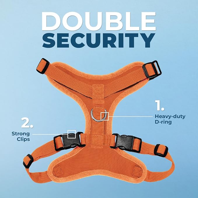 Voyager Step-in Lock Dog Harness - Orange, Medium | 17 - 21" in Chest, Adjustable, Breathable Air Mesh, Lightweight for Daily Walks, Strong Clips, Heavy Duty D-Ring - Image 2