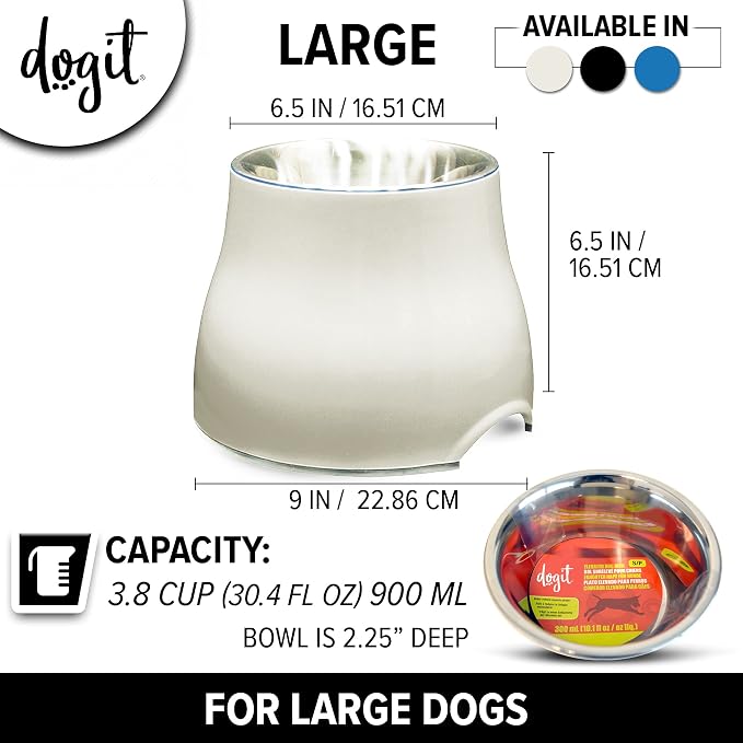 Dogit Elevated Dog Bowl for Large Dogs, White | Stainless Steel Dog Food and Water Bowl - Image 4