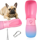 Portable Dog Water Bottle 10oz Pink | Foldable pet water dispenser, food grade plastic, ease to use for outdoor walking, hiking, travel by VEPOUYUDIRECT