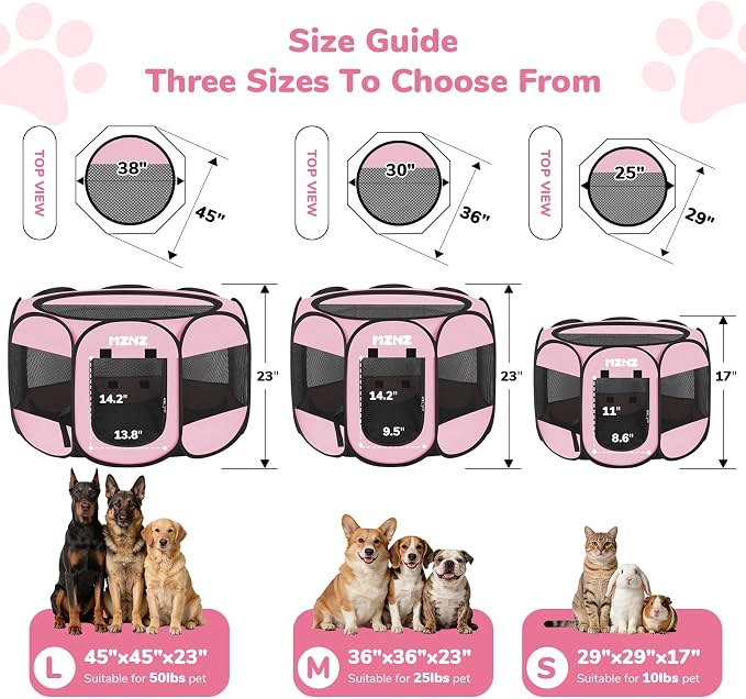 Dog Cat Small Animal Puppy Playpen Crate, Small, Whole Pink | Portable Pop Up Pet Cage Enclosure Tent Kennel Indoor Outdoor with Carrying Case, No Assembly, Camping Use - Image 2