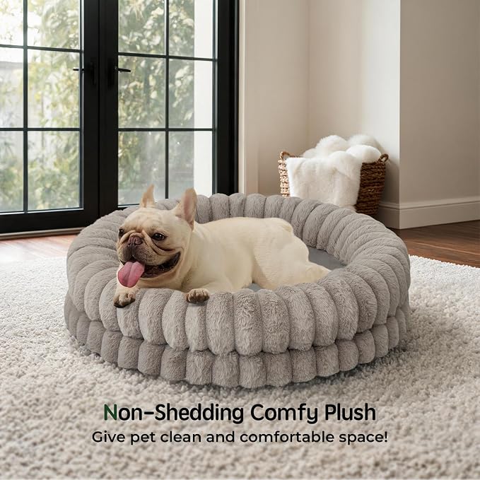 BALANCE Luxury Donut Dog Bed, 30 Inches Round Dog Bed Medium Size Dogs Washable, Orthopedic Calming Dogs Bed for Pets with Anti-Slip Bottom, Oatmeal - Image 2