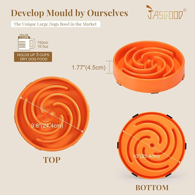 JASGOOD Slow Feeder Dog Bowl - Anti-Gulping, Prevents Bloat & Choking, Healthy Design for Large & Medium Dogs - Image 7