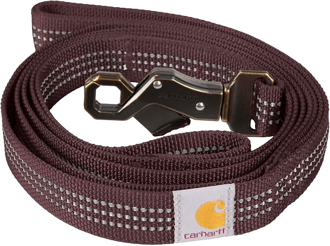Carhartt Nylon Dual Handle Dog Leash Deep Wine L | Durable Nylon Webbing Fabric with Secure Metal Trigger Claw Clasp by Unknown