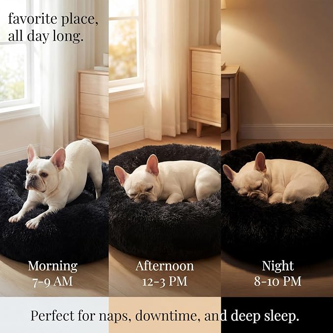 nononfish Puppy Bed for Small Dogs,Calming Donut Plush Pet Bed | Cozy puppy bed with soft plush material and raised rim for secure sleeping comfort. - Image 6
