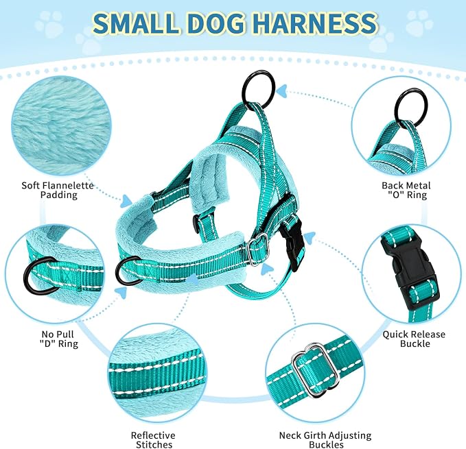 SlowTon No Pull Small Dog Harness and Leash Set with Front Clip | Soft Padded, Neck & Chest Adjustable, Lightweight, Anti-Twist, Puppy Vest Harness Pet Lead Combo for Small Medium Dog, TL XXS - Image 7