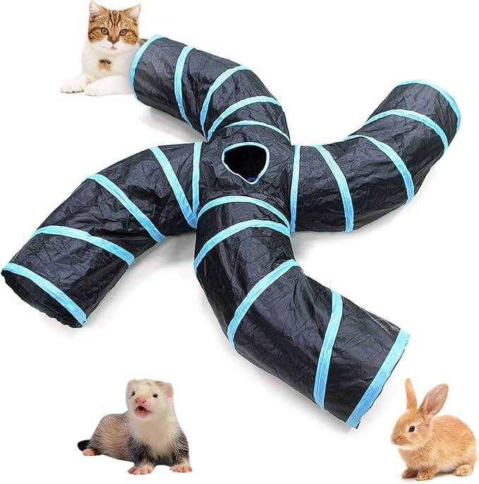 Bemodst Collapsible S-Shape Cat Tunnels - 4 Way Interactive Maze Toy for Kitten, Rabbit, Ferret by Bemodst