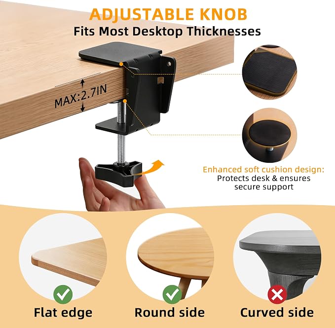 Cat Desk Bed - 2-in-1 Cat Hammock for Desk with Cooling Ice Silk & Premium Faux Rabbit Fur, 180° Foldable Space-Saving Cat Bed, Heavy Duty Anti-Tilting Clamp Holds Up to 40 lbs, Washable & Reversible - Image 7