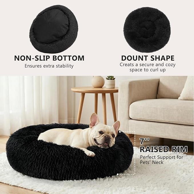 MIXJOY Orthopedic Dog Bed Comfortable Donut Cuddler Round Pet Beds Ultra Soft Washable Dog and Cat Cushion (20''/23''/30'') (23'', Brown) - Image 2