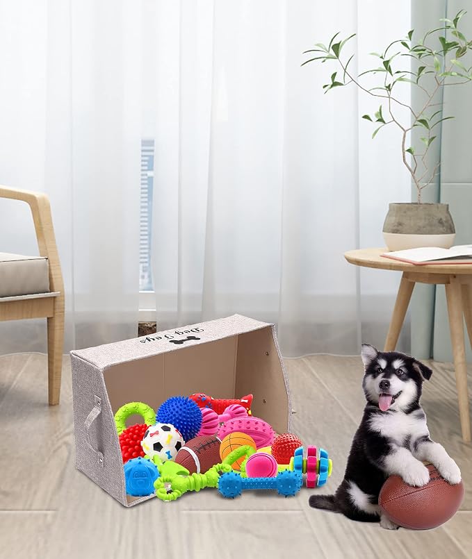 Morezi Dog Toy Box: Storage Basket for Organizing Pet Toys, Blankets & Accessories in Living Room, Playroom, Closet or Shelf - Snow Brown - Image 5