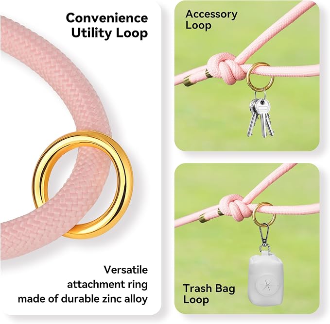 5FT Dog Leash Puppy Cat Rope Lead for Small Medium Large Dogs | Light Pink, with Anti-tangle Swivel Clip, Traffic Non-slip Grip Handle for Extra Control, Ideal for Daily Walks and Training - Image 6