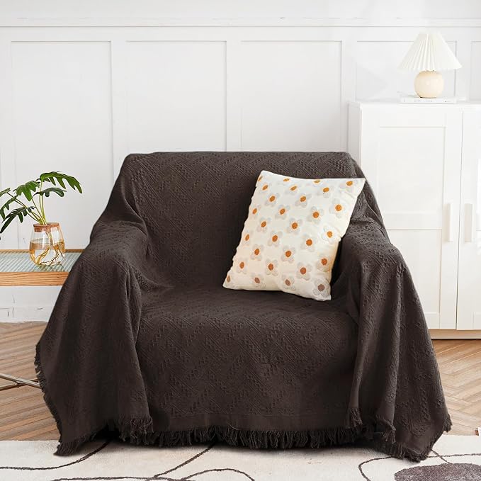 MYSKY HOME Couch Cover Sofa Covers Oversized Chair Cover Chocolate Geometrical Couch Recliner Cover for 1 Cushion Couch Washable Sofa Throws Single Sofa Slipcovers (Medium, 71" x 91", Chocolate) by MYSKYHOME