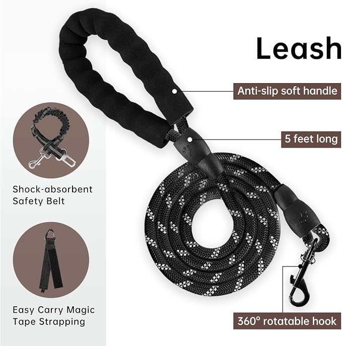 IVY&LANE No Pull Dog Harness with Leash Set, Reflective No Choke Pet Vest,Adjustable Oxford Dog Vest Harness with Easy Control Handle for Medium Dogs (Dark Brown,M) - Image 2