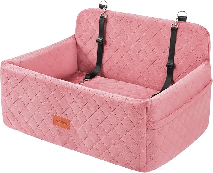 Dog Car Seat for Medium Large Dogs Under 55 lbs, Washable Pet Booster Seat | Dog Car Bed for 2 Small Dogs with Thick Cushion, Detachable Pet Car Seat for Backseat with 2 Safety Leashes and Pockets by HEGGGCOOE