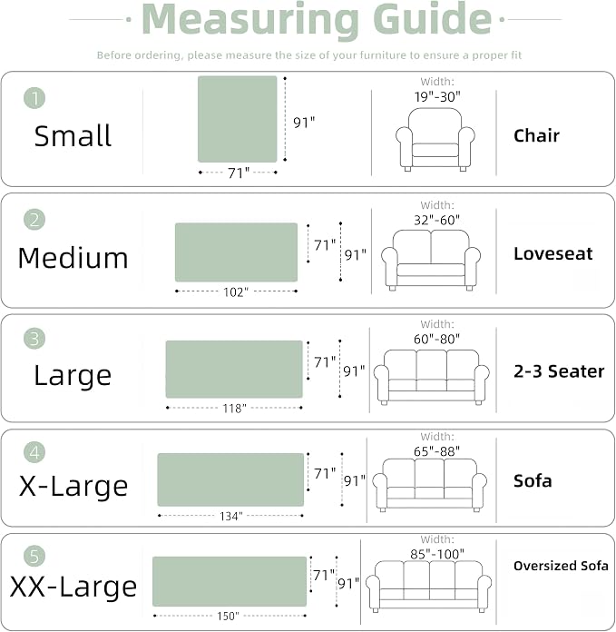 Couch Cover for Dogs Washable Sofa Cover, Sectional Couch Covers, Sofa Covers for 2 Cushion Couch, Non Slip Stripe Sofa Slipcovers Furniture Protector (Eucalyptus Green 91x71) - Image 2
