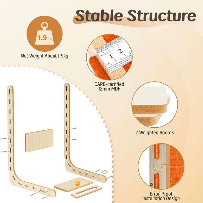Felt Cat Scratcher for Indoor Cats,26.8 Inch,Orange | L Shaped Scratching Post, Scratch Board Scratchers for Large Cat Scratch Pad Furniture Protector with Bell Ball Kitten Toys - Image 4