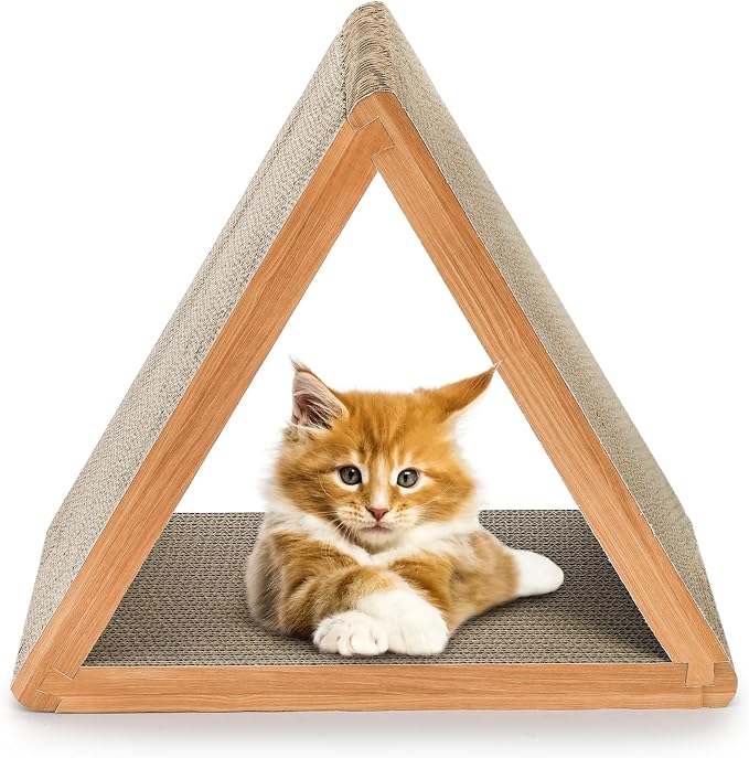 Nicunom 3-Sided Vertical Cat Scratching Post, Cat Scratcher Foldable, Triangle Cat Scratching Board, Multiple Angle Scratch Pad, 6 Usable Sides Recyclable Cat Scratcher Cardboard for Indoor Cats - Image 4