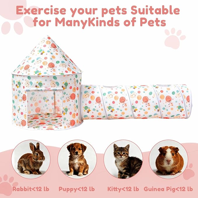 2-in-1 Cat Play Set, Pop-Up Cat Tunnel Rest Hut with Plush Ball Toys | Collapsible Cat Toys Combo with Tent & Ball for Indoor Tunnel, Hiding & Lounging，Suitable forca, dogs, rabbits. Perfect toy. - Image 5