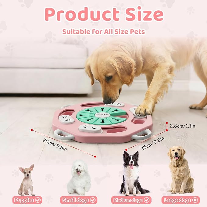 Dog Puzzle Toy for Smart Dogs, Interactive Dog Enrichment Toys,Level1(Pink) | For Small, Medium Dogs and Cats, Treat Dispensing, Mental Stimulation, to Keep Them Busy, Slow Feeder, IQ Training, Anti-slip - Image 2