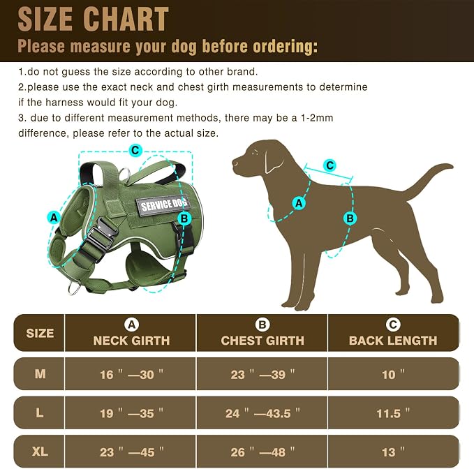 Tactical Dog Harness for Large Dog, Heavy Duty Service Dog MOLLE Vest with 10 Pet Patches, No Pull Military Working Vest for Training Hunting Walking - Image 6
