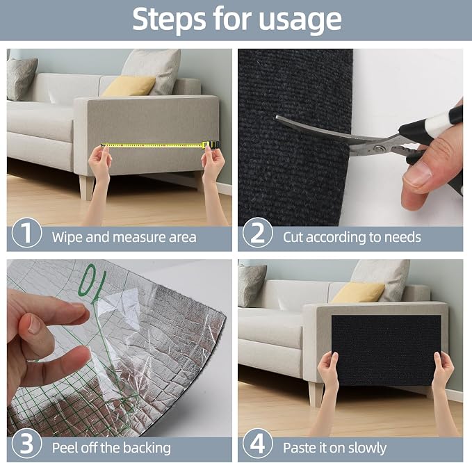 Cat Scratch Mat 120"x15.8", Cat Scratch Pad, Cat Couch Protector (Black) - Image 6