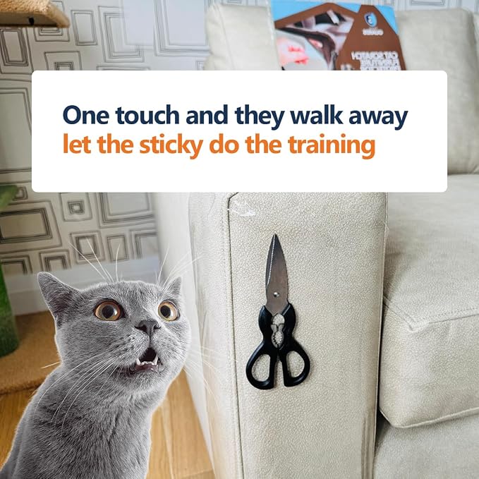 Cat Scratch Furniture Protector, 12-Pack Double-Sided Couch Protector from Cat Claws — Sticky Anti-Scratch Training Tape Sheets for Sofa, Door & Corner, Clear Cat Deterrent - Image 4