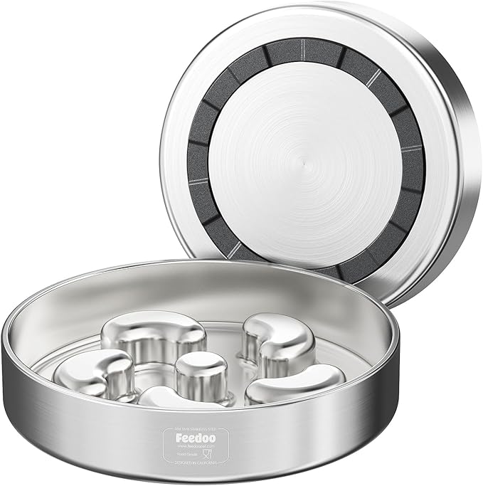 Feedoo Slow Feeder Dog Bowl-2Cups for Medium Breeds, Double Wall Food-Grade Stainless Steel, Heavy Duty with Non-Slip Rubber Base, Puzzle Maze Bowl to Slow Down Eating by BestforYourPetsHealth