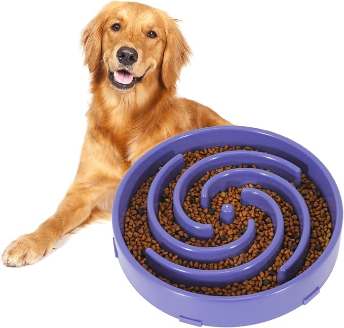 Slow Feeder Large Dog Bowls for Large Medium Dog Non Slip Maze Puzzle Bowl Pet Slower Food Feeding Dishes Interactive Bloat Stop Dog Bowl Preventing Choking Healthy Dog Bowl, Lavender by WHIPPY