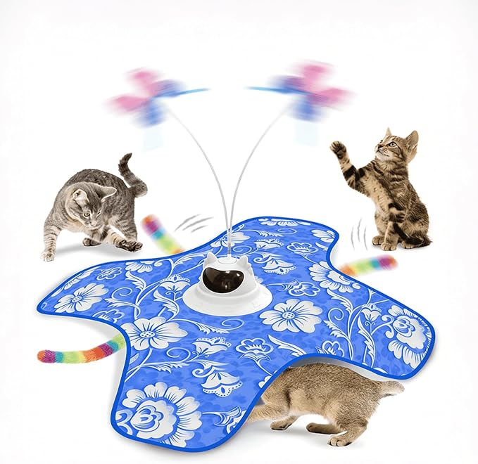 Interactive Cat Toy for Indoor Cats, Rechargeable 3-in-1 Hide and Seek Cat Toy with Spinning Butterfly & Plush Tail, Ultra-Quiet Touch Activated Self Play Cat Exercise Toy for Adult Kittens (Teal) | Touch Activated, Spinning Butterfly, Plush Tail, Ultr... by kupet