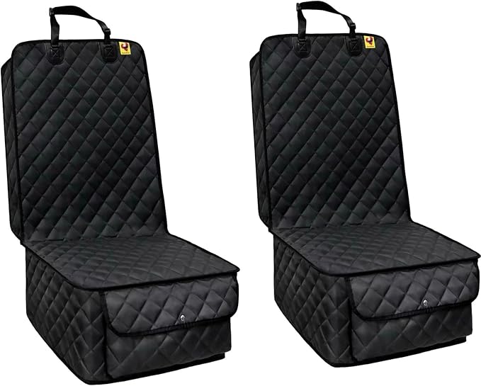Bark Lover Deluxe Dog Seat Cover for Front Seat-More Durable Spill-Resistant Front Seat Protector, High Heat Resistant and Nonslip Front Seat Cover for Dogs Kids, Universal Size (Black, 2 Pack) by BarkLover