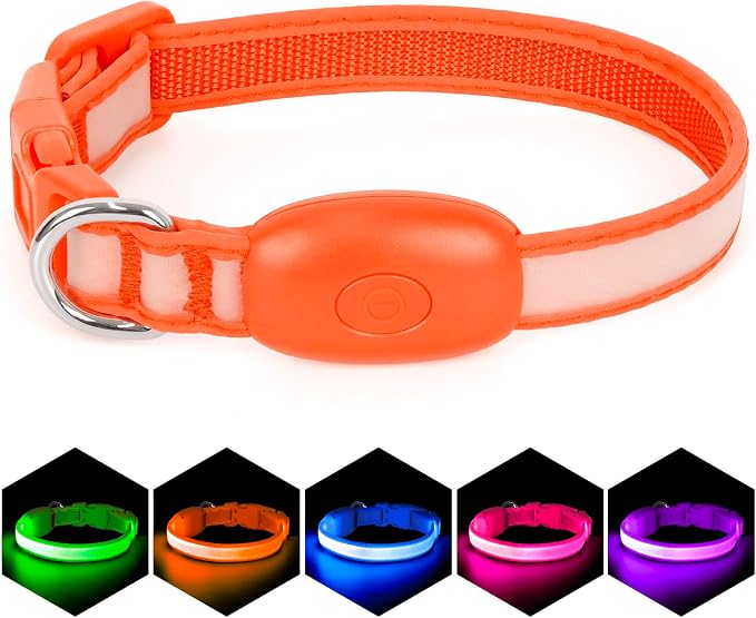 Light up Collar for Small Dog,Vizpet XS Adjustable Size Nylon Led Collar | USB Rechargeable Bright Safety Pet Collar for Cats Small Dogs (Orange, X-Small[ 8.66-11.9 inch/22cm-30cm]) - Image 8
