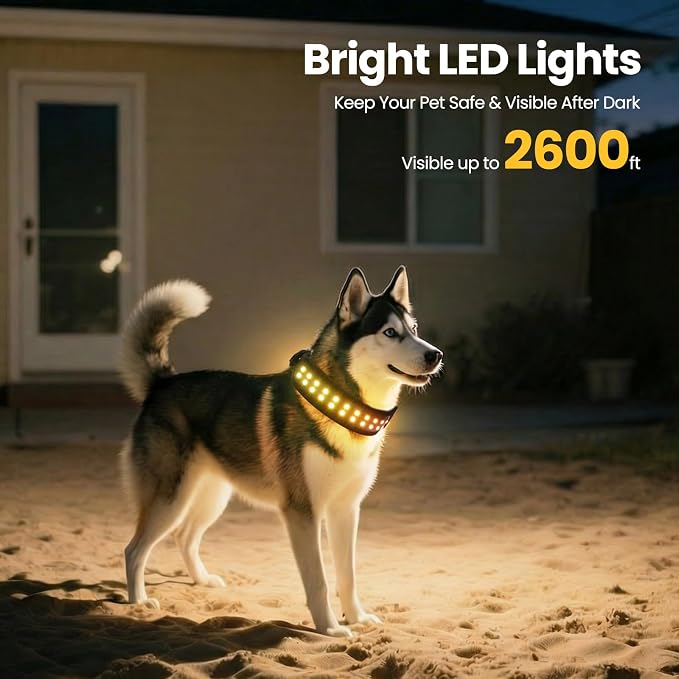 UNISE Customizable LED Dog Collar: RGB Color Changing Light Up Dog Collar | 20+ Lighting Modes, Adjustable Brightness for Night Safety, IP65 Waterproof, App Controlled, Fits Small Medium Large Dogs - Image 4