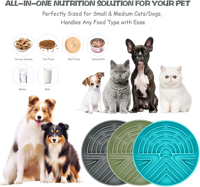 Lesipee Slow Feeder Dog Bowl for Large & Small Pets, Anti Choking Puzzle Dog Food Lick Mat with Non-Slip Base, Interactive Pet Slow Eating, Silicone Licking Mat Cat Feeding Bowl for Puppies & Cats - Image 2
