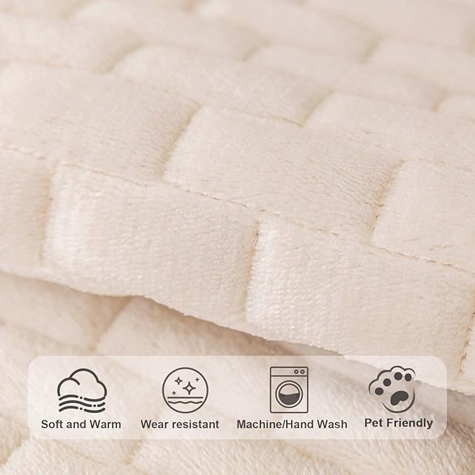 Washable Velvet Dog Couch Cover, Plush Pet Sofa Furniture Protector for 2-3 Cushion Couch, Non-Slip Washable Cover for Dogs(1PC/27.6"x94.5",White) - Image 4