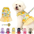 EXPAWLORER Dog Harness Small Medium Sized Dogs, No Choke No Pull Mesh Vest | Tulip Dog Dress Bowknot Harness and Leash Set Soft Cute Princess Puppy Outfits Clothes Costume for Girls Party Cats Yellow S by EXPAWLORER