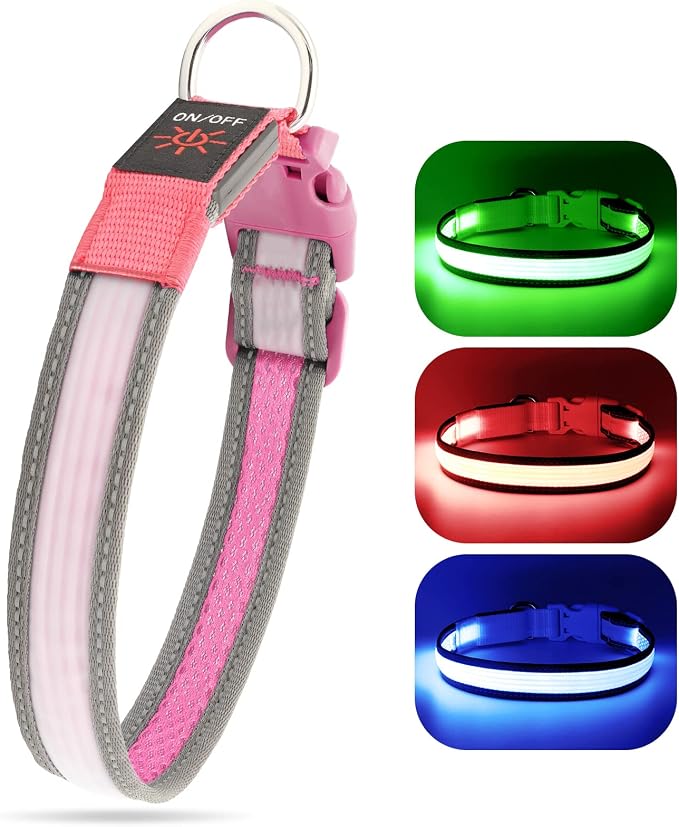 LED Dog Collar, Dog Light Up Collar,for Night Walking (Medium, Pink-2) | Full Adjustable,Waterproof,Nylon,Soft,Super Bright Light Collars for Small Medium and Large Dogs,USB C to Charge - Image 8