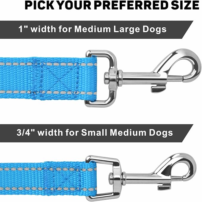 6FT Reflective Dog Leash, Padded Handle for Small Medium Dogs | Comfortable Nylon, Soft Handle Cushioning, Reflective Safety at Night, Walking Leash for Park & Hiking (3/4in, Aqua Blue) - Image 4