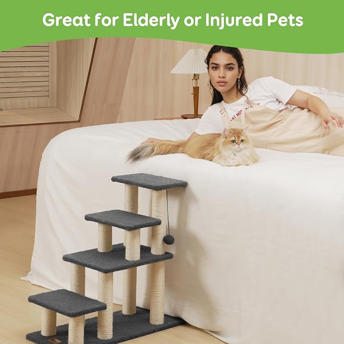 Dog Stairs & Cat Scratching Post Pet Steps for High Bed Couch | High-Strength Boards Hold up to 150 lbs for Indoor Small Cats Kittens Dogs Climbing Playing, 4 Combination Options, 4 Steps - Image 7