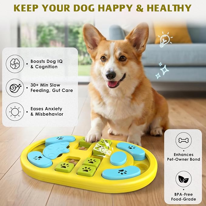 Dog Puzzle Toy, Interactive Treat Dispensing Toys, Yellow | Dog Enrichment Toys, IQ Training & Mental Stimulation, Non-Slip Slow Feeder, For Puppies Small Medium Large Dogs Cats - Image 2