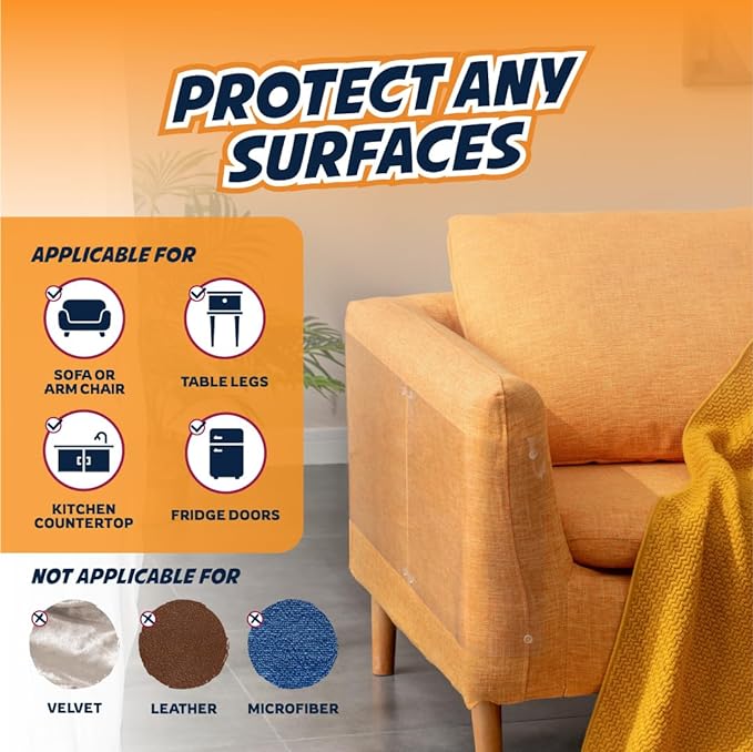 Panther Armor Cat Furniture Protector, 10 Matte Sheets with Twist Pins | Solid barrier shield, not a sticky deterrent. Couch protector from cat claws. 5 XL plus 5 large sheets, removable - Image 6