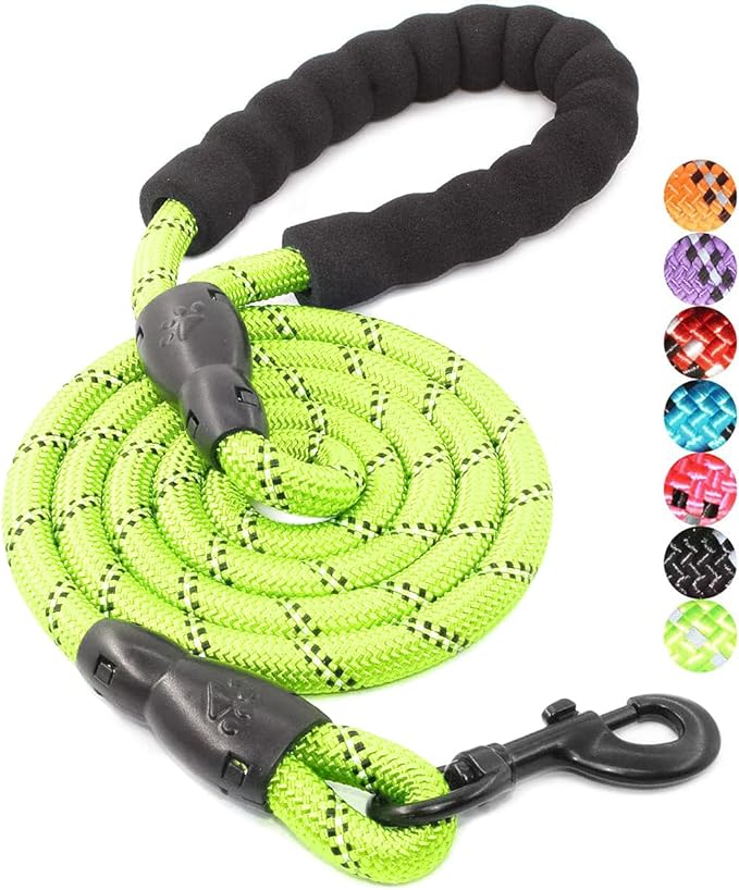 2/4/5/6 FT Dog Leash with Comfortable Padded Handle and Highly Reflective Threads for Small Medium and Large Dogs (5FT-1/2'', Green) by BAAPET