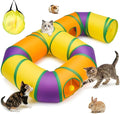 Cat Tunnel for Indoor Cats 6-Shaped, Collapsible Cat Playhouse Pet Play Tunnel Tube Maze with Hanging Pom-Poms and Interactive Hole for Kitten, Kitty, Puppy, Rabbits, Ferret, Guinea Pig by GUSTYLE
