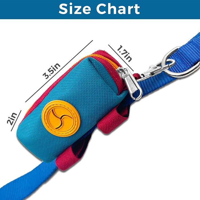 Dog Poop Bag Holder Zippered Pouch, Portable Dog Poop Bag Dispenser with 1 Metal Clip, Fashion Color Matching Canvas Waste Bag Holder for Leashes - 2pack - Image 6