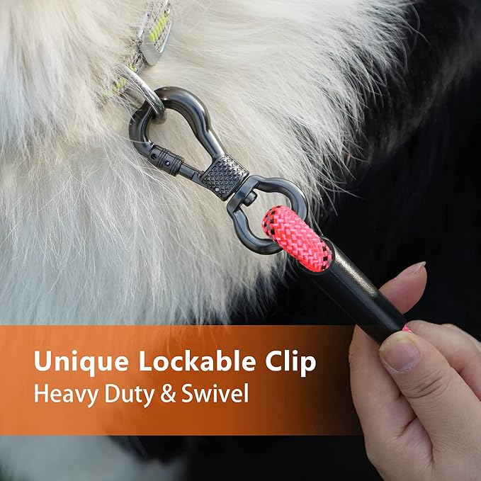 NTR Long Pink Dog Leash, 20FT Check Cord with Swivel Lockable Hook and Comfortable Padded Handle for Reflective Dog Leash for Small Medium and Large Dogs Walking Training Hiking Camping Playing - Image 3