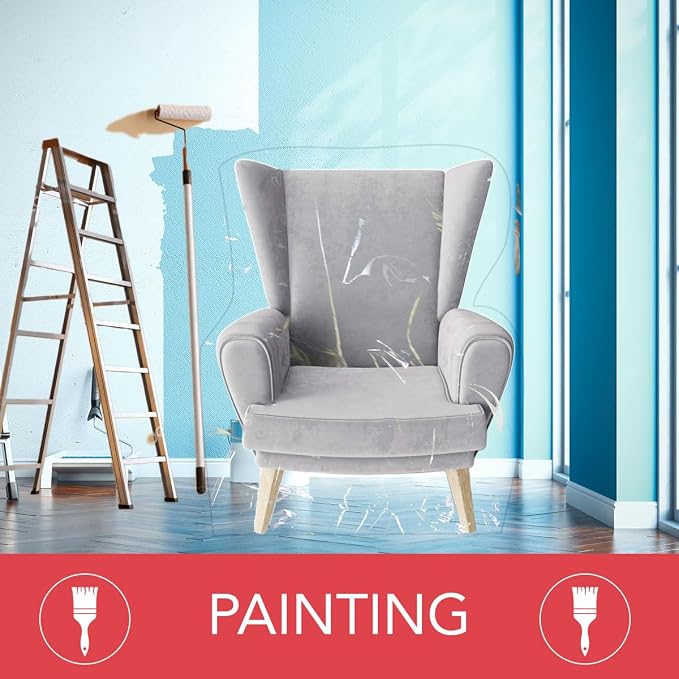 LAMINET Heavy Duty Clear Plastic Chair Covers Protectors for Recliner | Durable vinyl protector shield for armchair recliner against pet scratches, hair, dust, spills; simply wipe clean. - Image 5