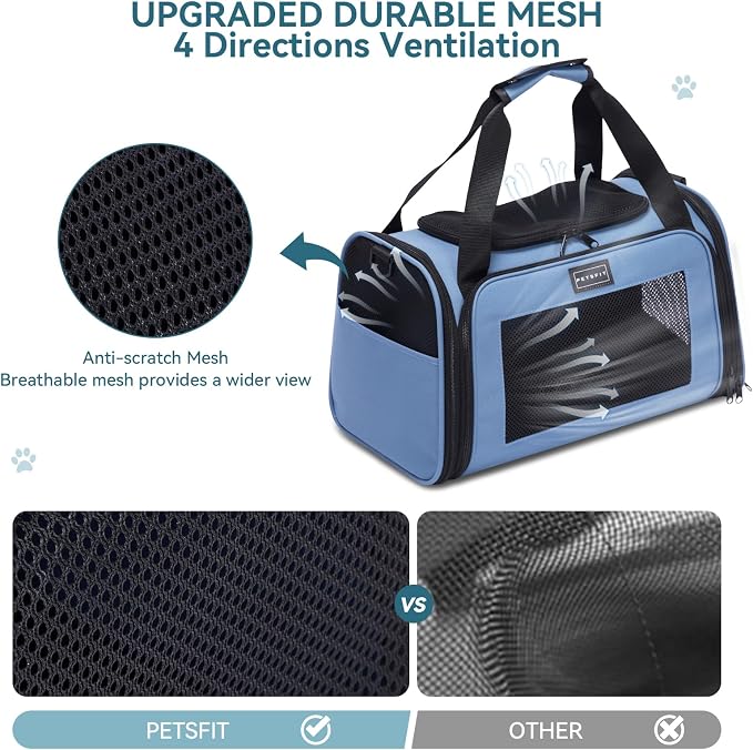 PETSFIT Dog Carrier for Small Dogs, Large, Blue | Soft-sided Pet Carrier, Safety leash included, For Pets Up to 25 Lbs - Image 9