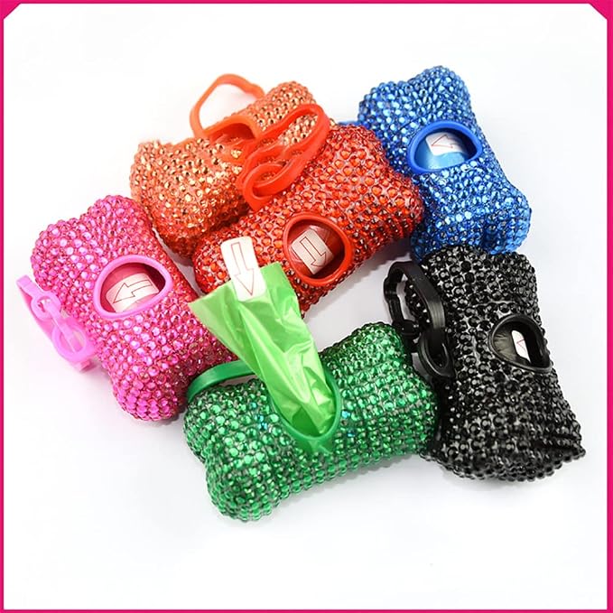 Bling Dog Poop Pickup Bag Dispenser Holder Pet Waste Disposal Bag Pet Trash Bags Holder Bone Shaped Green - Image 9