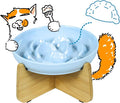 Slow Feeder Cat Bowl with Stand - Unbreakable Elevated Slow Feeder Bowl for Cats - Melamine Puzzle Raised Cat Food Bowl - Whisker Friendly & Wet & Dry Food- Dishwasher Safe & Non Slip (Blue by FullCharm